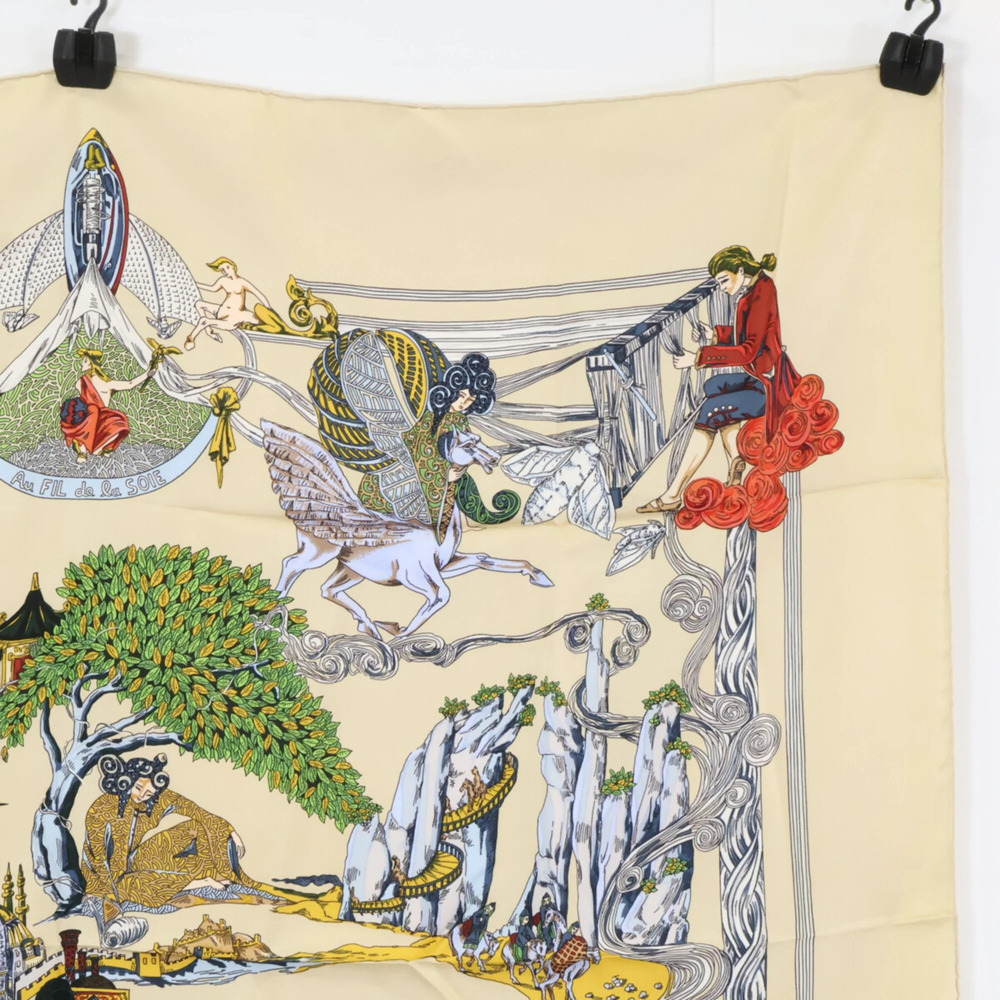 HERMES Cream Silk Scarf - Picture 3 of 8